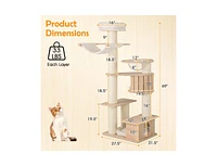 Tall Cat Tree with Cozy Top Perch & Washable Plush Cushions Comfortable & Stylish Cat Tower