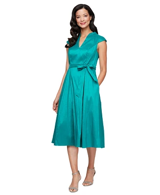 Alex Evenings Women's Belted A-Line Dress