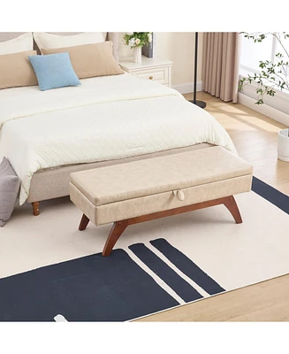 Teddy wool fabric, solid wood feet for solid weighing, and bed end stool with storage function
