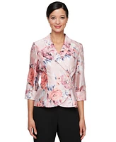 Alex Evenings Women's Floral 3/4-Sleeve Blouse