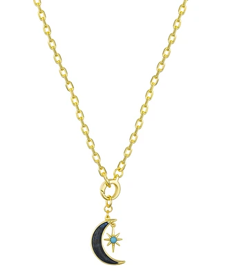 Unwritten Lapis Stone Moon Star Pendant Necklace