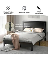 Full Size Platform Slat Bed Frame with High Headboard