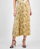 Anne Klein Women's Printed Pleated Pull-On Midi Skirt