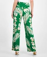 Anne Klein Women's Printed High-Rise Pull-On Wide-Leg Pants
