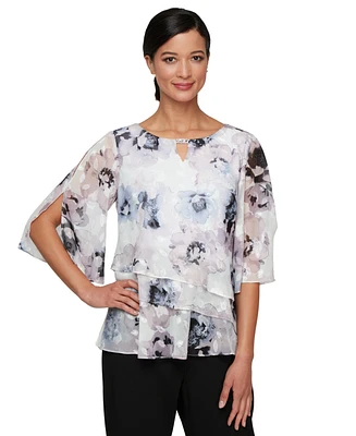 Alex Evenings Petite 3/4-Sleeve Ruffle Blouse