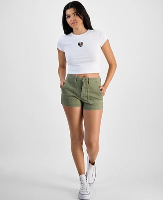 Indigo Rein Juniors' High-Rise Utility-Pocket Shorts