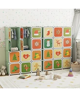 12 Cube Wardrobe Closet with Hanging Section and Doors For Kids