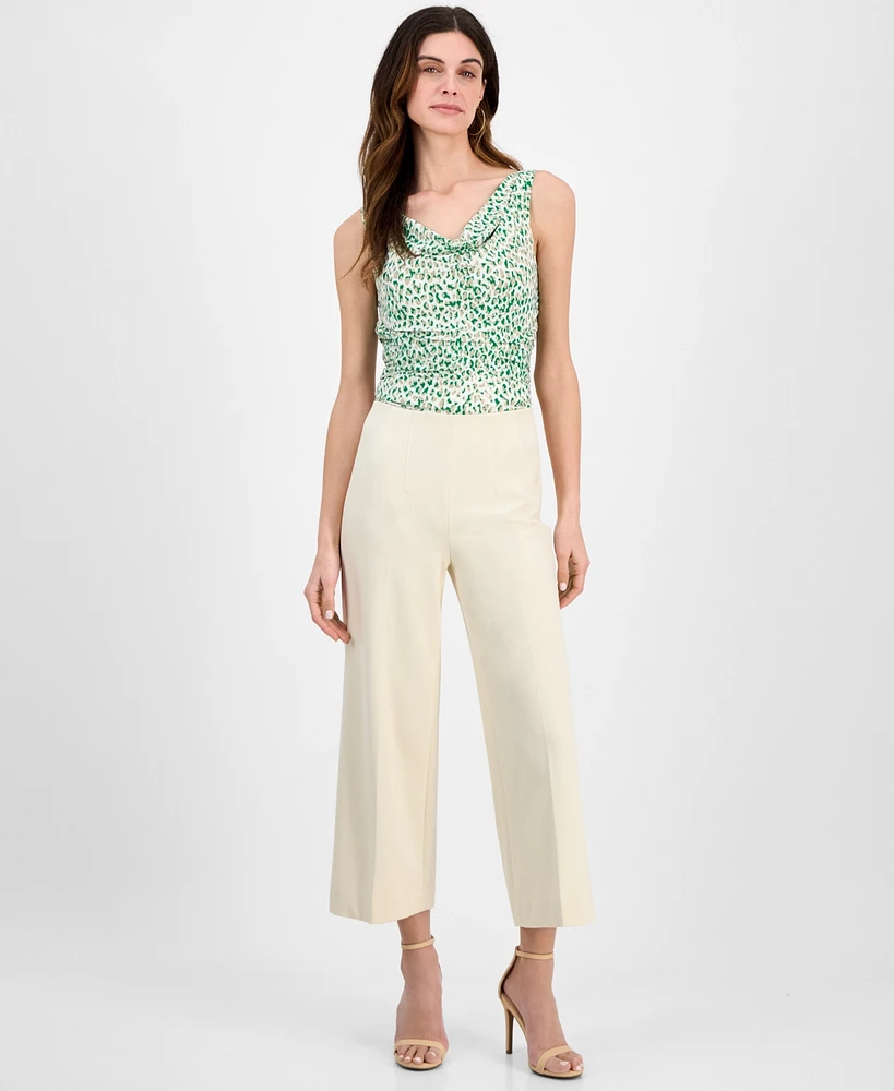 Anne Klein Women's High-Rise Pull-On Crop Wide-Leg Pants