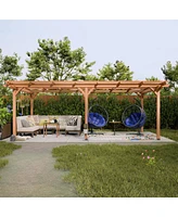 12' x 16' Outdoor Gazebo Wooden Grape pergola for Climbing Plant Support, Garden, Terrace, Backyard, Deck, Brown