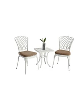 Cast Aluminum 3-Piece Bistro Set: 2 Chairs & Table w/ Cushions