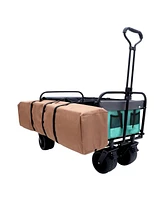 440lbs Collapsible Wagon with Strapping, Beach, Utility, Grocery, Camping, Gardening, Fishing