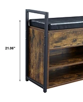 39" Storage Bench with Cushion and Lift-Top for Shoes, Entryway