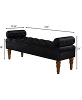 Velvet Bed Bench with Tufted Button, Multipurpose Bolster Bench