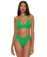 Becca Womens Modern Edge Halter Bikini Top High Waist Bottoms