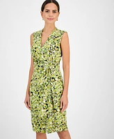 Kasper Women's Printed Sleeveless Wrap-Style Dress