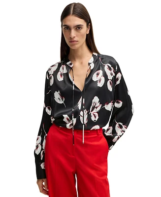Boss by Hugo Women's Tulip Print Relaxed-Fit Blouse