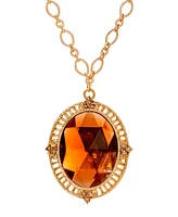 2028 Oval Acrylic Topaz Pendant Necklace