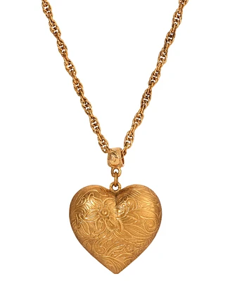 2028 Gold-Tone Floral Heart Pendant Necklace