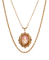 2028 Resin Cameo Double Chain Necklace