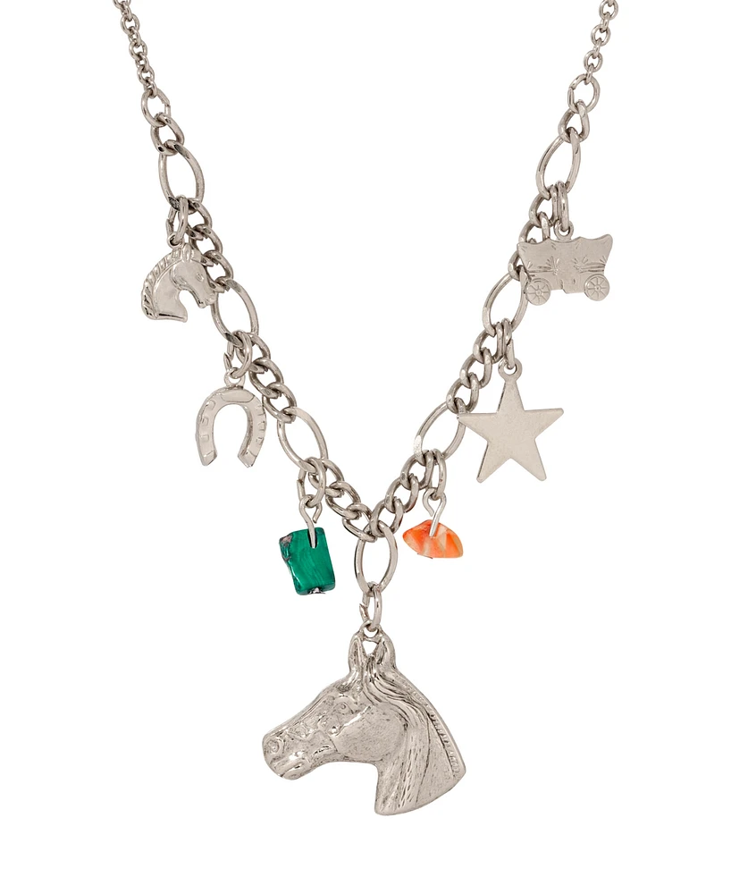 2028 Semi-Precious Horse Bib Necklace