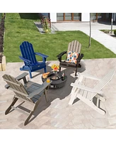 Gymax 2PCS Patio Folding Adirondack Chair Weather Resistant Cup Holder Yard
