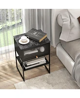 Nightstand with Flip up Door Storage Shelf