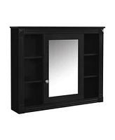 Wall Mounted Bathroom Cabinet with Mirror and 6 Shelves