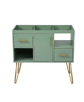 Freestanding 36" Bathroom Vanity, Green, 2 Drawers, 2 Storage Compartments