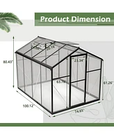 Walk-In Greenhouse: 6x8 Ft Outdoor Polycarbonate with Roof Vent