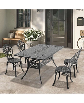 5-Piece Set Of All-Weather Cast Aluminum Dining Furniture Set With Black Frame