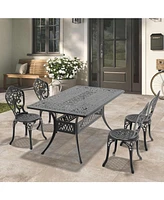 5-Piece Set Of All-Weather Cast Aluminum Dining Furniture Set With Black Frame