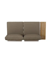 Rust-Resistant Sectional Sofa with Faux Wood Accents and Water-Resistant Cushions