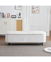 Elegant Ottoman with Spacious Storage Function, White