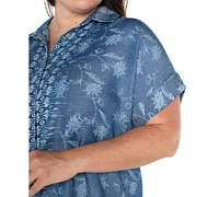 Liverpool Plus Printed High-Low Camp Shirt