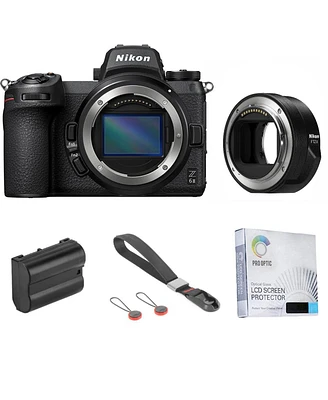 Nikon Z 6II Mirrorless Camera Bundle with Ftz Ii Mount Adapter, Extra Battery, Peak Design Wrist Strap, Screen Protector