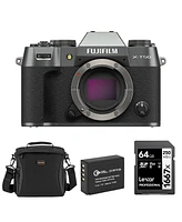 Fujifilm X-T50 Mirrorless Camera, Charcoal Silver, Bundle with Li-Ion Battery, 64GB Sdxc Memory Card and Shoulder Bag