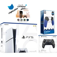 Sony PlayStation 5 Slim Disc with Extra Chroma Pearl Controller, Trigger Stop Kit and MightySkins Decal Voucher