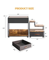 Pet Step Window Perch,Bunk Beds Window Perch for Dogs Bedside Lounge Elevated Dog Bed Multi-Level Platform with sponge, Non-Slip Pad and Storage,Vinta