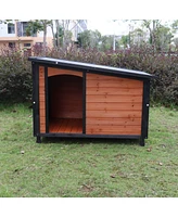 Wooden Dog Kennel for Winter with Raised Feet Weatherproof for Large Dogs