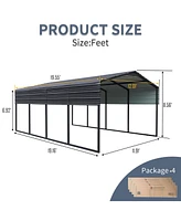 12x20 Ft Metal Carport,Heavy Duty Canopy Galvanized Steel Outdoor Garage for Snow,Waterproof Car Shelter