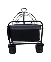 Collapsible Wagon Cart with Strapping System, 440lbs Capacity, for Beach, Camping, Shopping