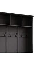 3-in-1 Hall Tree Bench with Storage, 6 Hooks, Adjustable Shelves, 55"W