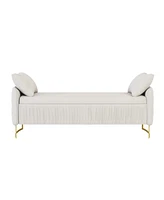 Velvet Upholstered Storage Ottoman with Pillows for Living Room & Bedroom