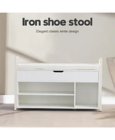 39" Shoe Bench with Lift Top Storage, 2-Tier Shoe Rack