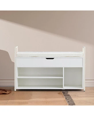 39" Shoe Bench with Lift Top Storage, 2-Tier Shoe Rack