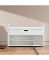39" Shoe Bench with Lift Top Storage, 2-Tier Shoe Rack