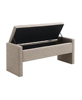 Upholstered Bed End Bench with Storage, Linen Grey-Brown