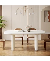 Tribesigns Oval Dining Table for 6 People, 63-Inch Modern Kitchen Table, Wood Dinner Table with Cylindrical Legs for Kitchen Dining Room (Only Table)