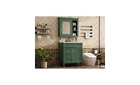 Modern Freestanding 30" Bathroom Vanity with Sink & Mirror Cabinet