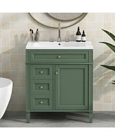 30" Modern Bathroom Vanity with Top Sink and Storage